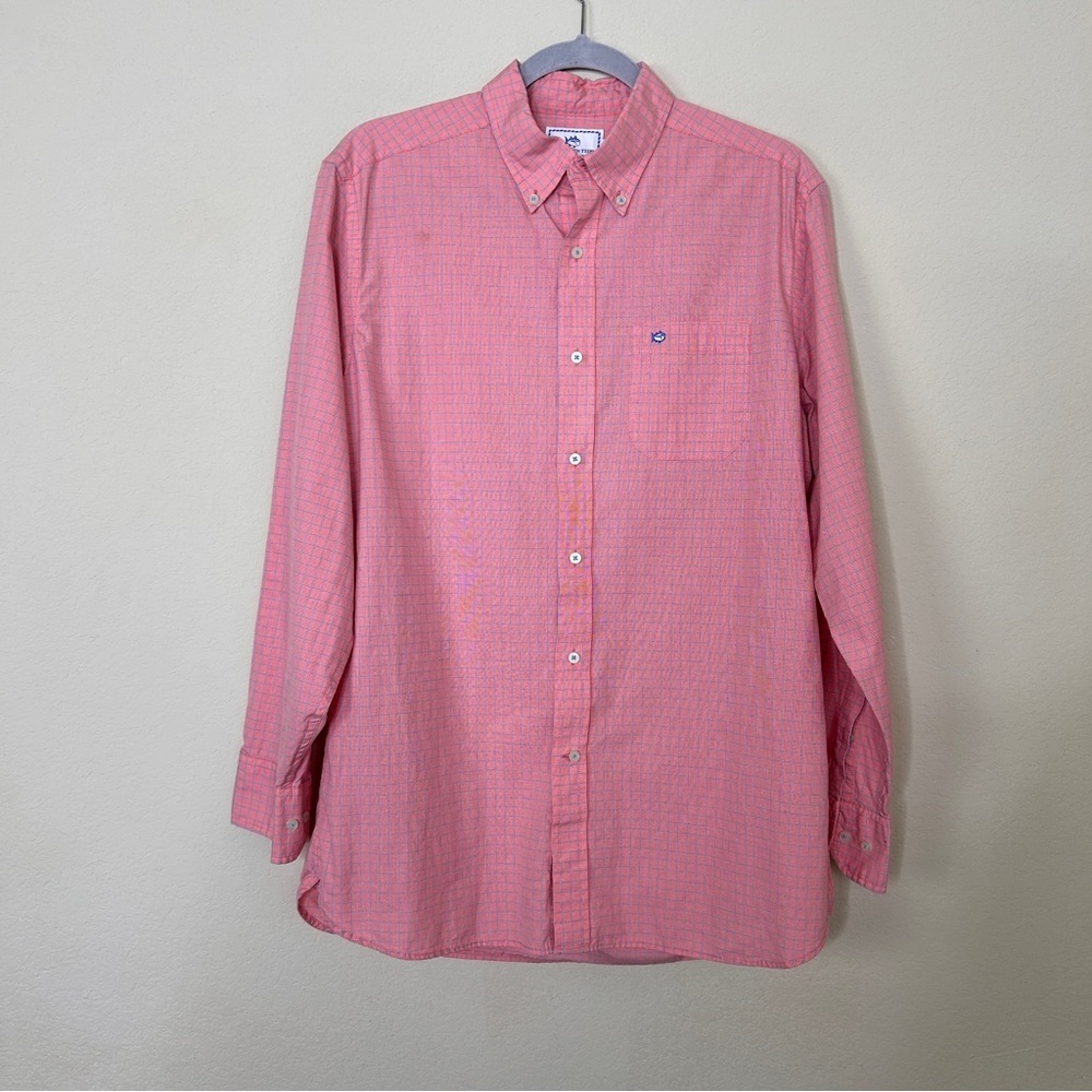 Southern Tide Men’s South of Broad Plaid Sport Shirt in Sunset size M
